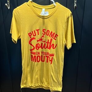 Yellow "Put Some South In Your Mouth" Crawfish Graphic Tee